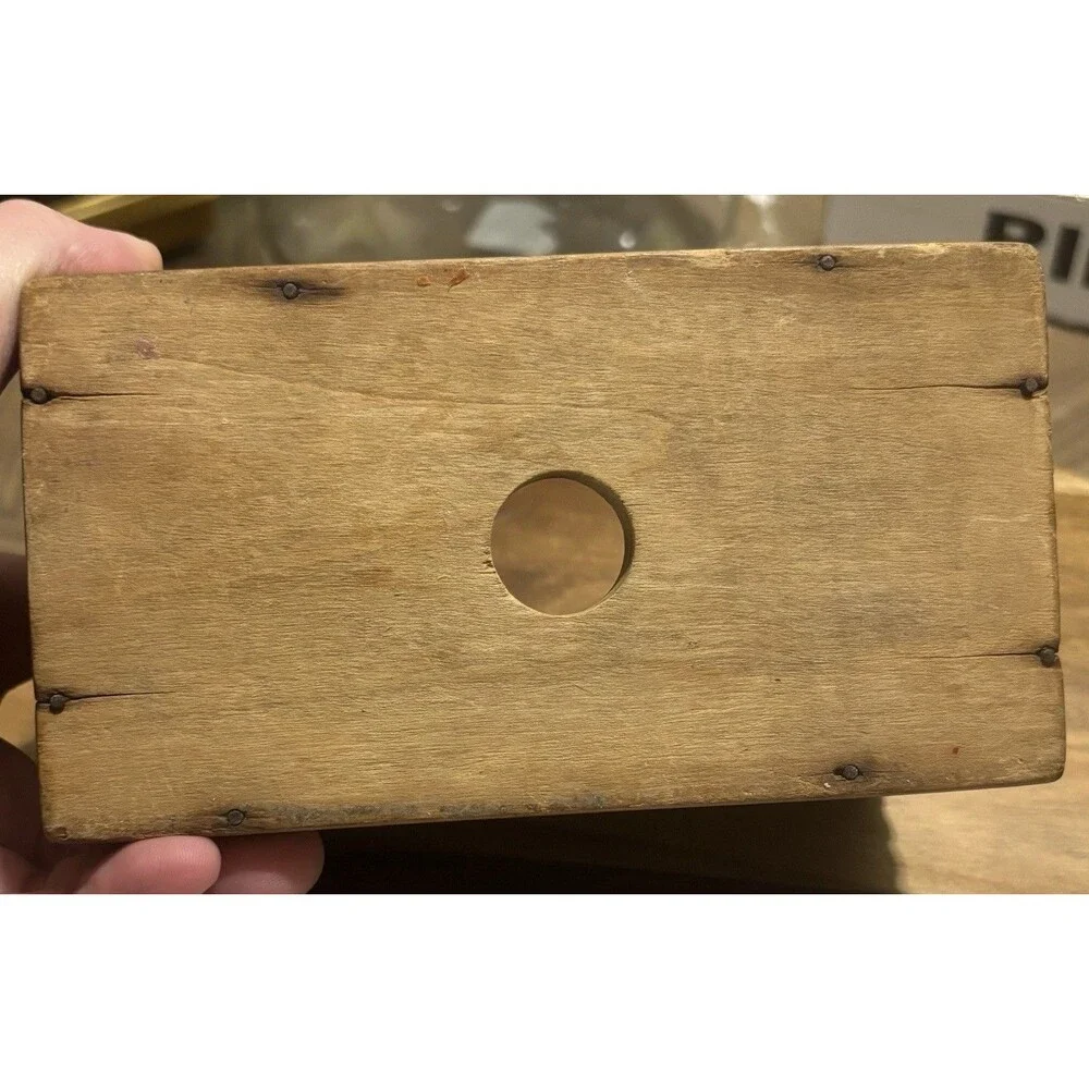Vintage Wooden Planter Box Folk Art Children Scene Primitive Butter Mold Decor